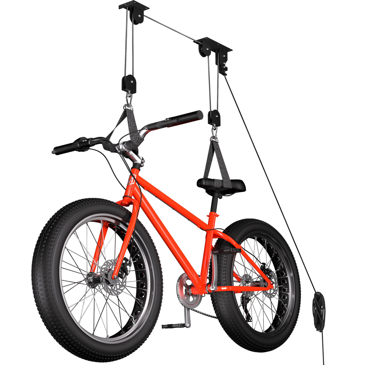 TRUSOON Bike Hoist, Heavy Duty Ebike Lift Pulley System for Garage Ceiling Overhead Storage for Bicycle, Ladders, Snowboard, Holds Up to 85 lbs Capacity, Fit 10-16 Foot High Ceilings TRUSOON