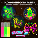 EPUMP Wooden Painting Kit for Kids - Glow in The Dark Arts and Crafts Supplies Kits for Boys Girls - Kids Activities Creative Art Set Birthday Gifts DIY Paint Toys for Ages 6 7 8 9 10 11 12 Years Old EPUMP