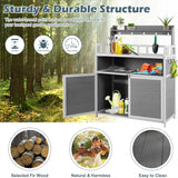 GRAVFORCE Outdoor Potting Bench Table, Garden Potting Benches for Outside Planting Work Bench Table Wooden Storage Plant Table Cabinet Gardening Table for Patio, Garden, Greenhouse, Backyard (Gray) GRAVFORCE