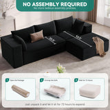 YITAHOME Cloud Sectional Couch with L-Shape Chaise, Modern Modular Sofa with Deep Seat, Upholstered Couches for Living Room Bedroom, No Assembly Required, Black YITAHOME