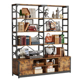 IRONCK Bookshelves 6 Tiers 73.1 inch Tall Industrial Bookshelf with Doors, Bookcase and Display Shelf, Open Storage Cabinet for Living Room, Home Office IRONCK