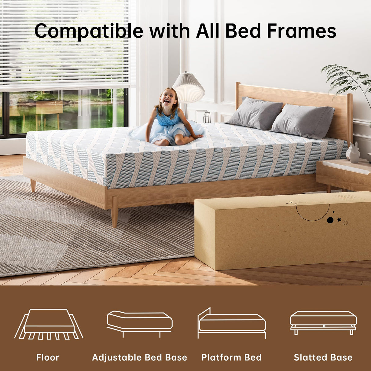 GTWMAT Full Size Mattress 8 Inch, Cooling Gel Memory Foam Mattress in a Box for Single Adult Cool Sleep Pressure Relief, Removable Washable Cover, Medium Firm Feel, CertiPUR-US Certified, Blue GTWMAT