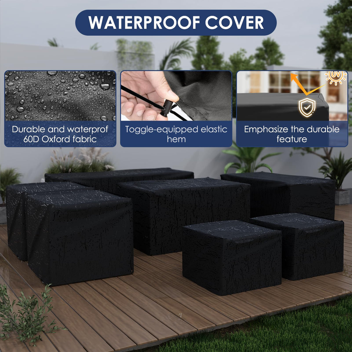 Amopatio Outdoor Patio Furniture Sets, 10 Pieces Wicker Patio Furniture, Outdoor Sectional Patio Couch Set with Ottoman, Patio Conversation Set with 44" Gas Fire Pit (Khaki) Amopatio