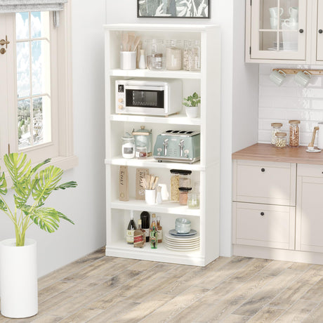 Bevfint 70" White 5-Tier Open Storage Bookshelf for Home & Office Bevfint