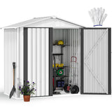 DWVO 6x4ft Metal Outdoor Tool Shed, Garden Storage Shed for Backyard, Lawn, and Patio, Heavy-Duty Storage Unit with Four Vents & Lockable Door for Storing Tools, Equipment & Trash Bins, White DWVO