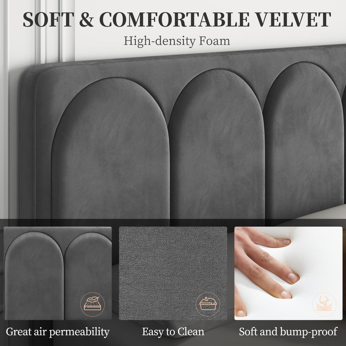 Stylish Dark Gray Queen Bed Frame with Adjustable Headboard and 4 Storage Drawers Yaheetech