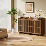 Tribesigns Sideboard Buffet Cabinet, 55-inch Farmhouse Kitchen Storage Cabinet with 4 Doors and Adjustable Shelves, Wood Credenzas Coffee Bar Cabinet for Living Room, Dining Room, Rustic Brown Tribesigns