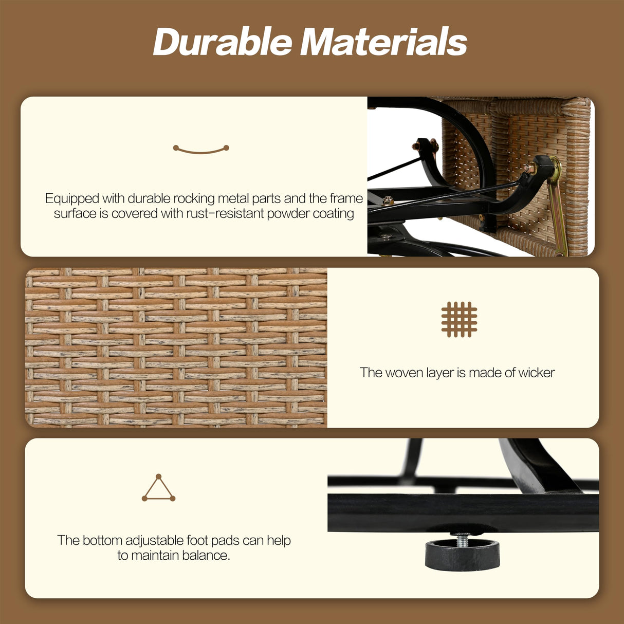 Outdoor Swivel Chair with Cushions, Large Wicker Egg Chair with Stand, 360° Rotation Patio Chairs with Metal Frame, Rattan Egg Chairs with Rocking Function for Balcony, Poolside, Natural Wicker FAROUCHE