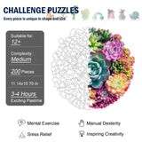 Wooden Puzzles for Adults, 200 Piece 11.14" x 10.7" Unique Shaped Wood Puzzle, Mandala Succulent Jigsaw Puzzles, Brain Teaser Puzzles for Adults, Family Games for Kids and Adults Hopelucr
