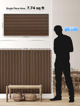 Mollywell Wood Panels for Wall, Time-Saving Installation, Versatile Wood Slat Wall Decor, Enhanced Acoustic & Sound Proof Fluted Design for Home & Office, 2 Pcs Teak, 47.2x23.6 Inch Mollywell