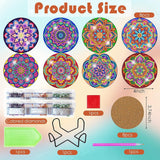 ijbnhd Mandala Diamond Painting Coasters Kit with Holder, DIY Diamond Art Coasters Cork Wooden Pad Board Double Layer is Strong and Wear-Resistant for Beginners Adults Art Craft Supplies Gift 4X4IN ijbnhd