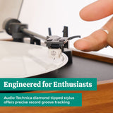 Electrohome Montrose Vinyl Record Player 2-Speed Belt-Drive Turntable, with Audio-Technica Stylus, Speed Control Motor, Built-in Preamp, Wood Plinth, Anti-resonant Platter, Auto-Stop (RR35) Electrohome