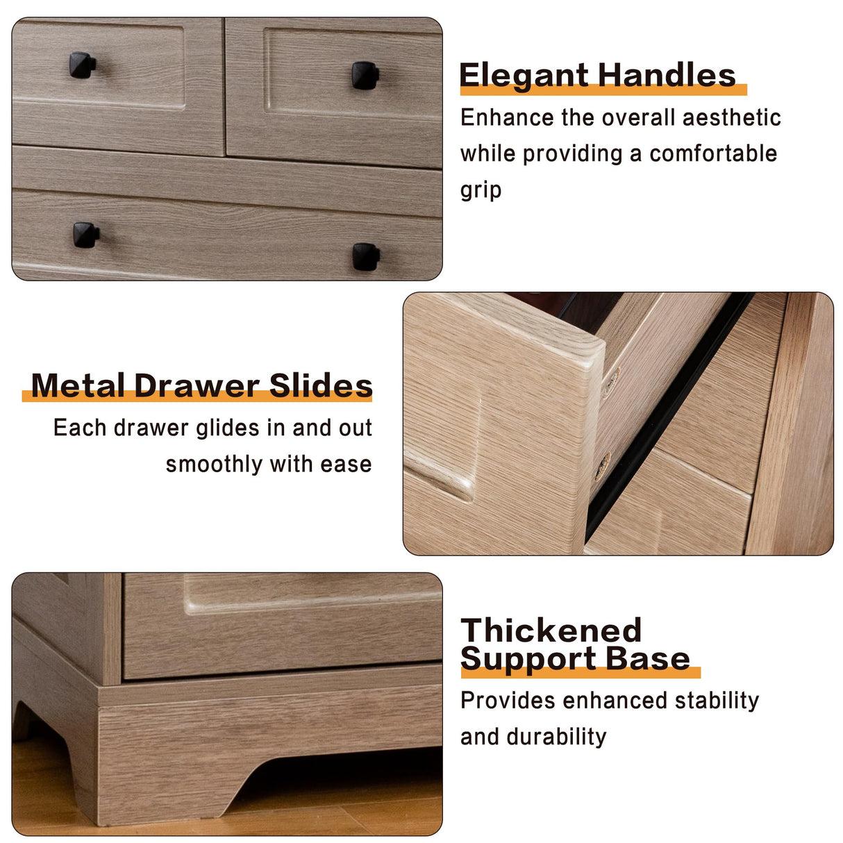 spanspace 7 Drawers Tall Dressers for Bedroom, 44" Wood Chest of Drawers with Metal Handle, Farmhouse Dresser for Living Room, Hallway spanspace