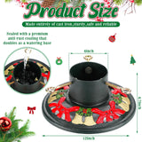 Huwena Christmas Tree Stand for Live Trees, Real Xmas Tree Holder Base Cast Iron, Supports up to 8ft, 4-Inch Diameter, 120lb Weight Capacity for Christmas Rustic Decoration (Bell, Bow Style) Huwena