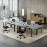 May in Color 92” Dining Room Table for 4-10 People, Large Extendable Dining Table, Rectangular Aluminum Kitchen Table for Living Room, Office Area, Grey May in Color