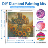 NWQZBYHT Cross 5D Diamond Painting Kits for Adults,Religious Cross with Sunflower Diamond Art Kits for Adults,Round Full Drill Gem Art for Beginner,Diamond Dots Craft Home Wall Decor 13.78x13.78 Inch NWQZBYHT