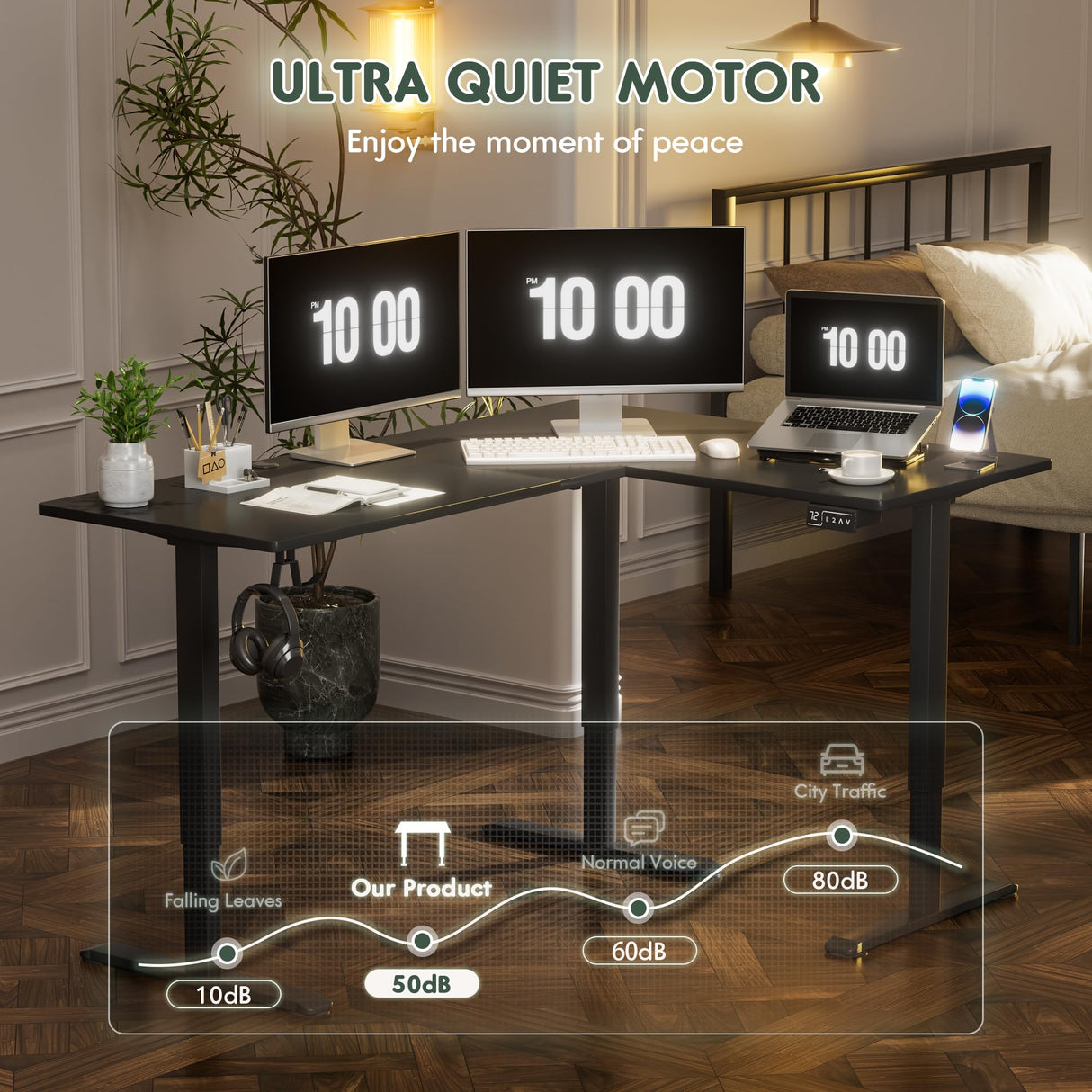 Furmax L Shaped Standing Desk Adjustable 63 x 48 Inch Corner Stand up Desk Electric Standing Computer Workstation with Preset Heights (Black) Furmax