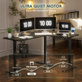 Furmax L Shaped Standing Desk Adjustable 63 x 48 Inch Corner Stand up Desk Electric Standing Computer Workstation with Preset Heights (Black) Furmax