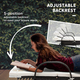 Outsunny Wicker Outdoor Chaise Lounge, 5-Level Adjustable Backrest PE Rattan Pool Lounge Chair with Wheels, Cushion & Headrest, Mixed Brown and Cream White Outsunny