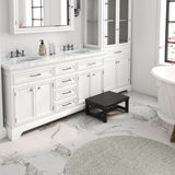 Step Stools for Adults Kids, Sturdy Wooden Stepping Stools with 450LB Capacity, Anti-Slip Bed Steps Stool for High Beds, Foot Stool One Step Stool for Kitchen Bathroom Bedroom, Black STAFOPO