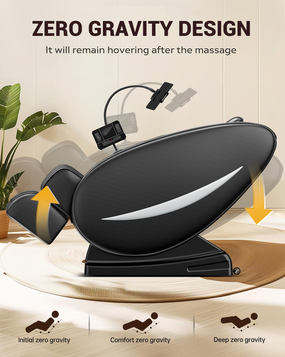 Zero Gravity Full Body Massage Chair Recliner with Heat Therapy, Bluetooth Speaker, Air Compression Massage, Foot Roller, Touch Screen, Space-Saving Design, Faux Leather (Black) BILITOK