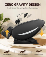 Zero Gravity Full Body Massage Chair Recliner with Heat Therapy, Bluetooth Speaker, Air Compression Massage, Foot Roller, Touch Screen, Space-Saving Design, Faux Leather (Black) BILITOK