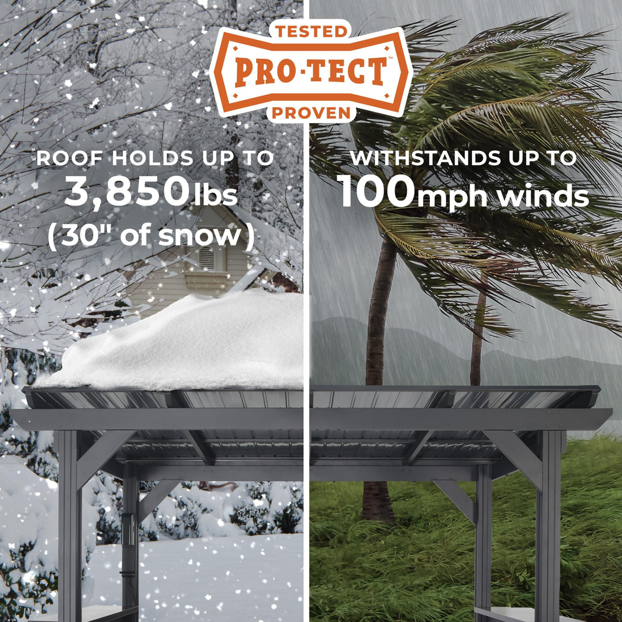 Backyard Discovery Rockport XL 12' x 6' Galvanized Steel BBQ Grill Gazebo Pavilion with Hardtop Steel Roof, Bar Tops, Powerport, Snow Support, Wind Resistance, Cook Station for Outdoor Patio or Deck Backyard Discovery