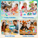 Make 3 Sensory Bottle, Glow-in-The-Dark Magic Gel Water Fairy Toy, DIY 100+ Aqua Water Squishy kit with 18 Shape Molds, 100ml Gels, 5L Bucket, Shell, Glitter, Pom-Poms, Arts Crafts for Kids Craft Spot!