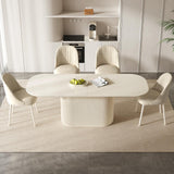 Guyii 86.61" Oval Dining Table, Modern Kitchen Table for 8 People, Indoor Rectangular Dining Room Table for Kitchen, Bar, Living Room, Home, Cream White, Table Only Guyii