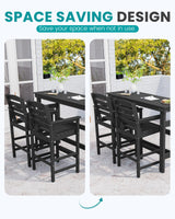 SERWALL 41" Outdoor Bar Table, All Weather HDPE Patio Bar Counter Height Table, Rectangle Patio Bar Table for Outside, Garden, Backyard, Balcony, Poolside, Black SERWALL