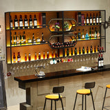 Dawselod 94.5in Large Wall Mounted Wine Rack,4-Tiers Liquor Bottles Floating Shelves Display Storage Organizer for Home Bar & Dining Room Decorative (94.5" W x 9.8" D x49.2 H) Dawselod