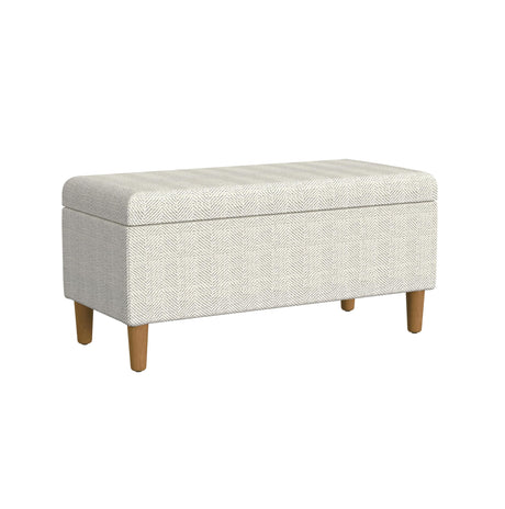 HomePop Malmo Decorative Storage Bench -Cream Chevron Woven HomePop