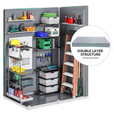 DWVO 5x3 FT Outdoor Storage Shed with Reinforced Floor, All-Weather Resin Storage Shed with Lockable Door & Window, Waterproof Plastic Tool Storage for Garden, Backyard, Patio, Lawn DWVO