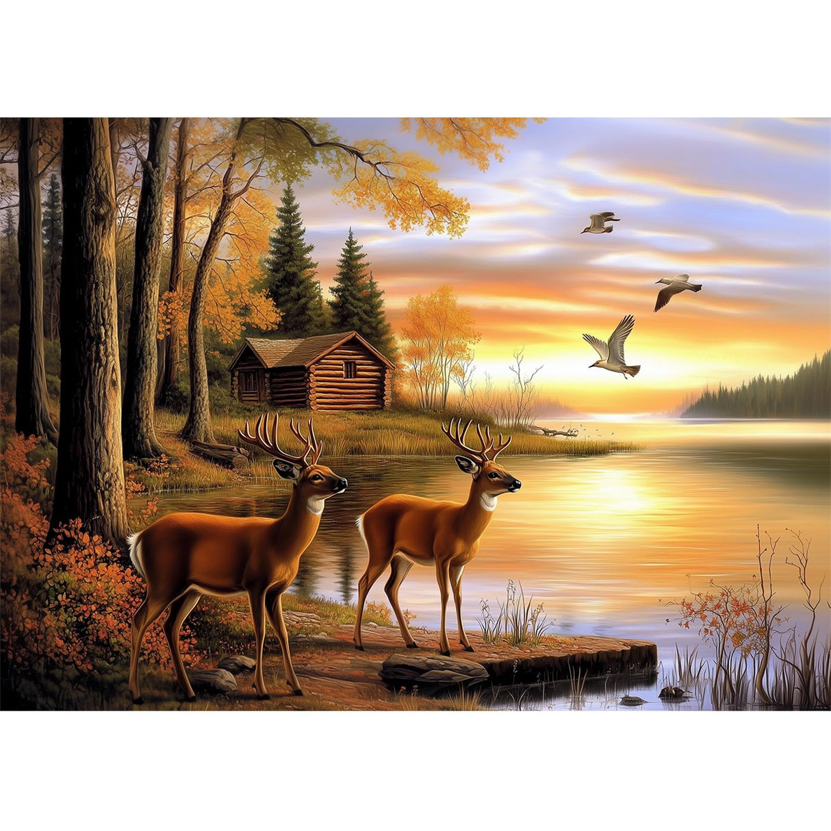 CEOVR Deer Diamond Painting Kits, 5D Full Drill Animal Diamond Art Kits for Adults Landscape Crystal Gem Art, Adult Crafts Kits Arts and Crafts, Wall Decor for Home Office 12x16inch CEOVR