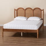Baxton Studio Thatcher Mid-Century Modern Walnut Brown Finished Wood Queen Size Platform Bed with Woven Rattan Baxton Studio