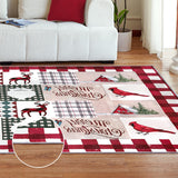 WONGS BEDDING Area Rug 3' x 5' Christmas Cardinal Washable Bedroom Rug Holiday Entryway Indoor Non-Slip Mat Small Throw Rugs for Kitchen Living Room Low-Pile Outdoor Floor Decoration Carpet WONGS BEDDING