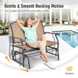 Tangkula 2-Person Patio Glider Bench, Outdoor Rocker Glider Loveseat Chair W/Heavy-Duty Steel Frame, Breathable Seat Fabric, Rocking Lounge Chair for Poolside, Garden, Backyard (Brown) Tangkula