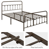 Yaheetech Classic Metal Platform Bed Frame Mattress Foundation with Victorian Style Iron-Art Headboard/Footboard/Under Bed Storage/No Box Spring Needed/Queen Size Bronze Yaheetech