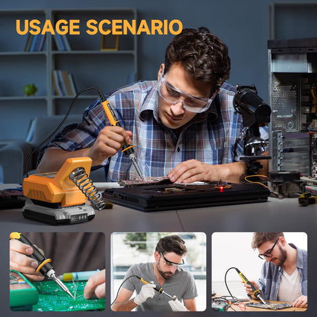 Cordless Soldering Station for Dewalt 20V Max Battery - Electric Digital LCD Display Soldering Iron Station Fast Heating Up Soldering Station for DIY, Appliance Repair (Battery Not Included) Wisehigh