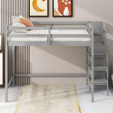 Harper & Bright Designs Grey Full Loft Bed with Staircase, Wardrobe, and Storage Shelf for Kids and Teens Harper & Bright Designs
