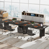 Tribesigns 63-inch Executive Desk, Vintage Office Computer Desk with Large Tabletop, Farmhouse Wood Writing Conference Table Workstation for Home Office, Study, Dark Gray Tribesigns