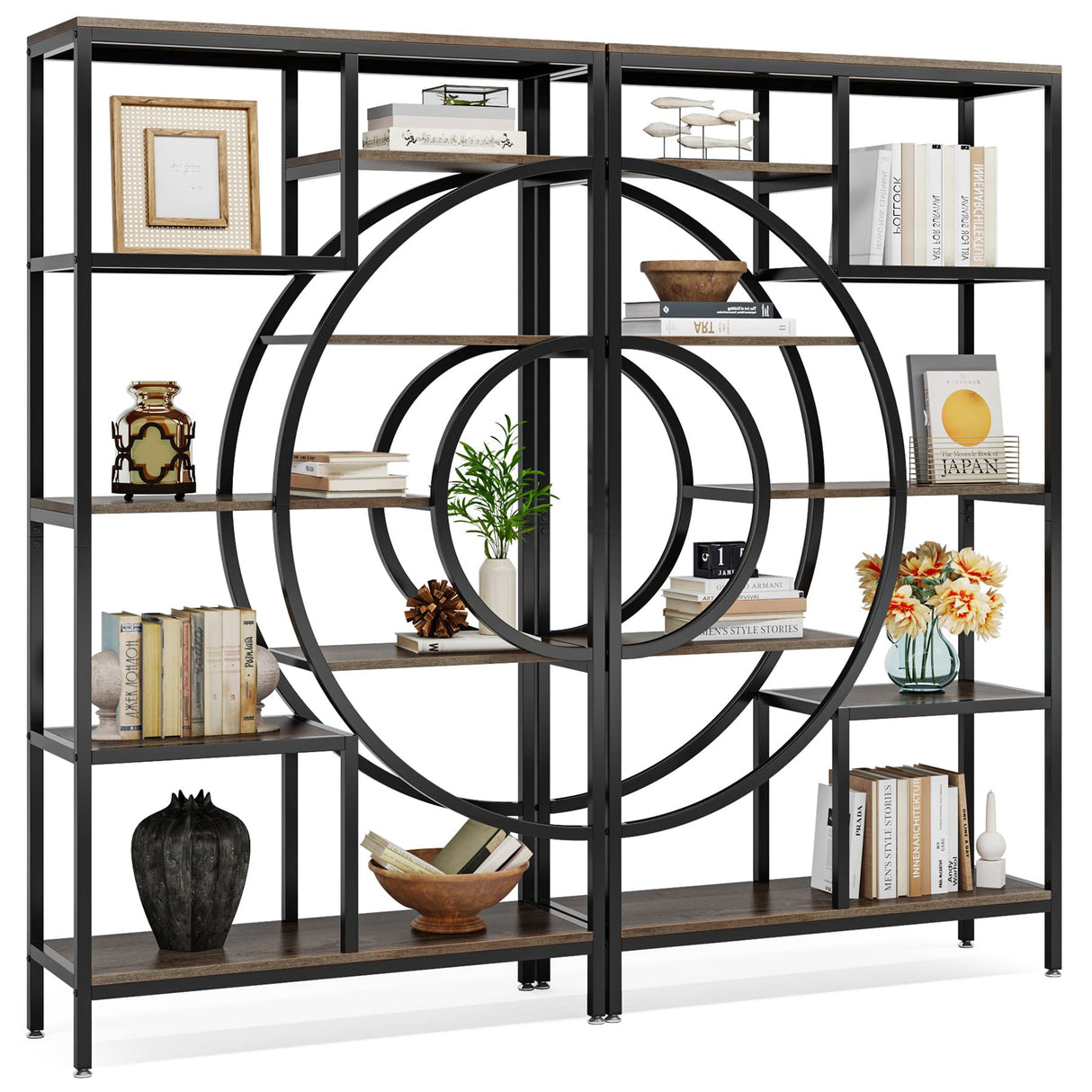 Tribesigns 71 in Geometric 8-Tier Industrial Bookshelf with Metal Frame for Home Office and Living Room Tribesigns