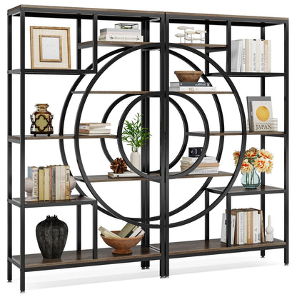 Tribesigns 71 in Geometric 8-Tier Industrial Bookshelf with Metal Frame for Home Office and Living Room - WoodArtSupply