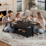 Garvee 40" Coffee Table Lift Top, Multi-Function Convertible Coffee Table with Drawers and Hidden Compartment, Converts to Dining Table for Living Room, Black Garvee
