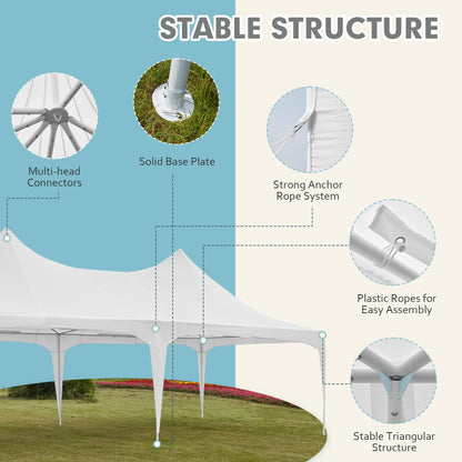 EROMMY 26'x13' Party Tent, White Wedding Tent, Heavy Duty Double Peaked Canopy Tent with Pole-Less Event Space, 60 Person Capacity Outdoor Gazebo Pavilion Shelter Tent for Party, Event