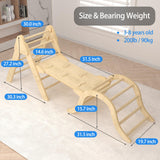 UROSULO Indoor Toddler Climbing Toys, Multifunction Pikler Triangle and Arch with Ramp, Climbing Triangle Arch Playground Set, Montessori Triangle Climbing Toys for Toddlers, Montessori Climbing Toys UROSULO