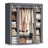 SONGMICS Closet Wardrobe, Portable Closet for Bedroom, Clothes Rail with Non-Woven Fabric Cover, Clothes Storage Organizer, 59 x 17.7 x 69 Inches, 12 Compartments, Gray ULSF03G SONGMICS