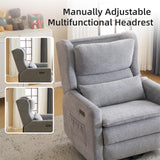 Rhevoy Oversized Swivel Rocker Recliner Chair, 26" Extra Wide Glider Nursery Chair with Adjustable Headrest, Chenille Power Recliner Rocking with Double Cushion, Cup Holder, Grey Rhevoy