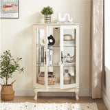 nifoti 43" H Lighted Curio Cabinet Display Case, Glass Curio Cabinet with Adjustable Shelves & Tempered Glass Door, Wooden Curio Cabinet with Mirrored Back Pane for Living Room (Antique White) nifoti