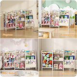 CYXPHION B1 Kids Bookshelf and Toy Storage, 3-Tier Book Shelf for Kids Rooms, Sling Baby Bookcase with Stuffed Animal Storage, Montessori Toddler Bookshelf for Nursery, Bedroom, Playroom, White CYXPHION